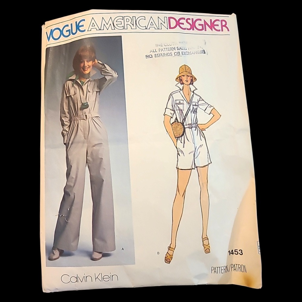 Vogue 1453 Calvin Klein Jumpsuit Pattern Size 10 Cut Complete VTG Sewing